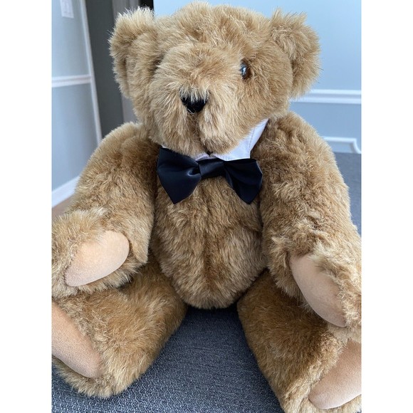 Vintage Vermont Teddy 15” Bear Black Tie Jointed Limbs Stuffed Toy - Picture 9 of 10